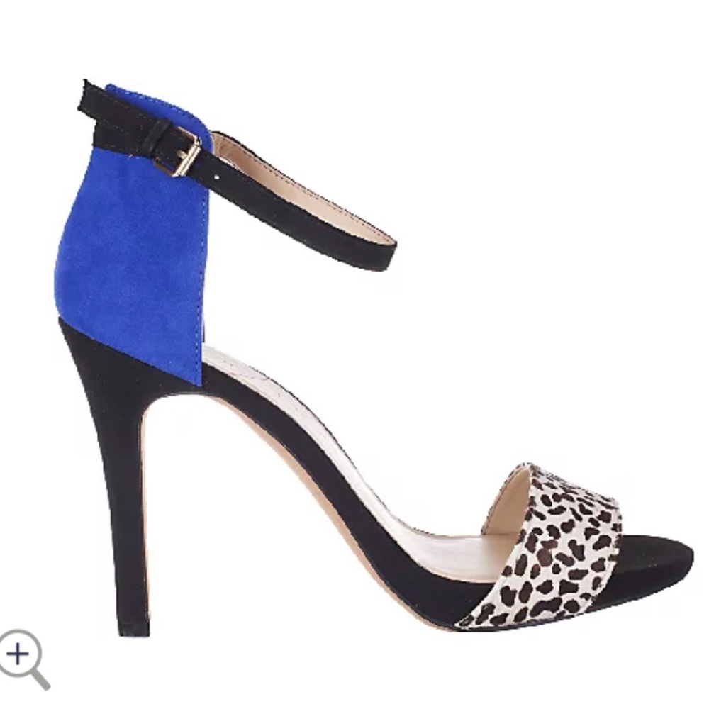 Sole Society Leather Color Block Open-toe Pumps w/ Ankle Strap - Sheila Size 5.5